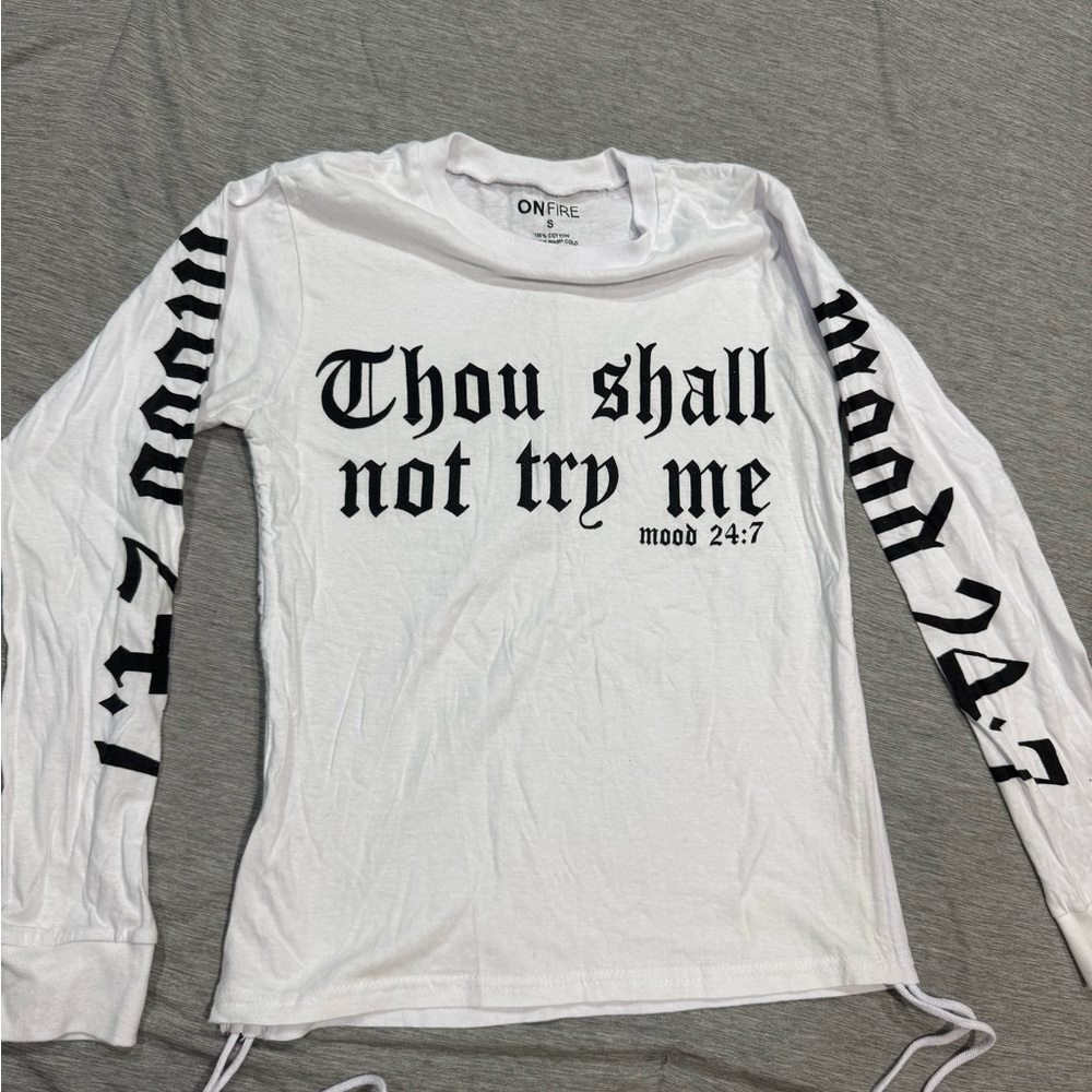 ON FIRE White Graphic Long Sleeve Shirt